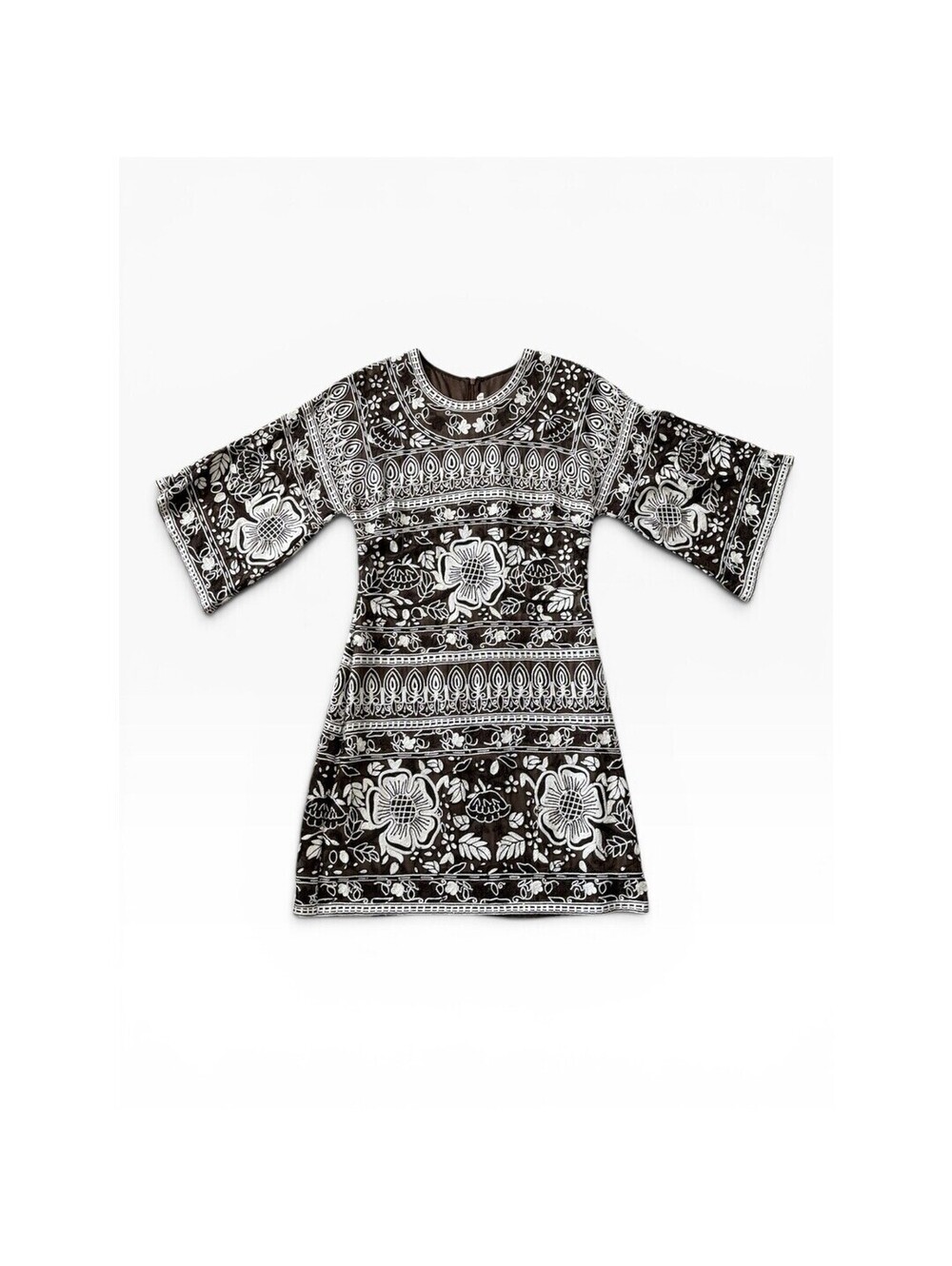 Archival 2004 Naeem Khan Fully Embroidered Silk Shift Dress Circa 2004